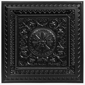 Black 2 ft. x 2 ft. Decorative Spanish Floral Design Lay In/Glue Up Drop Ceiling Tiles (48 sq. ft./box)