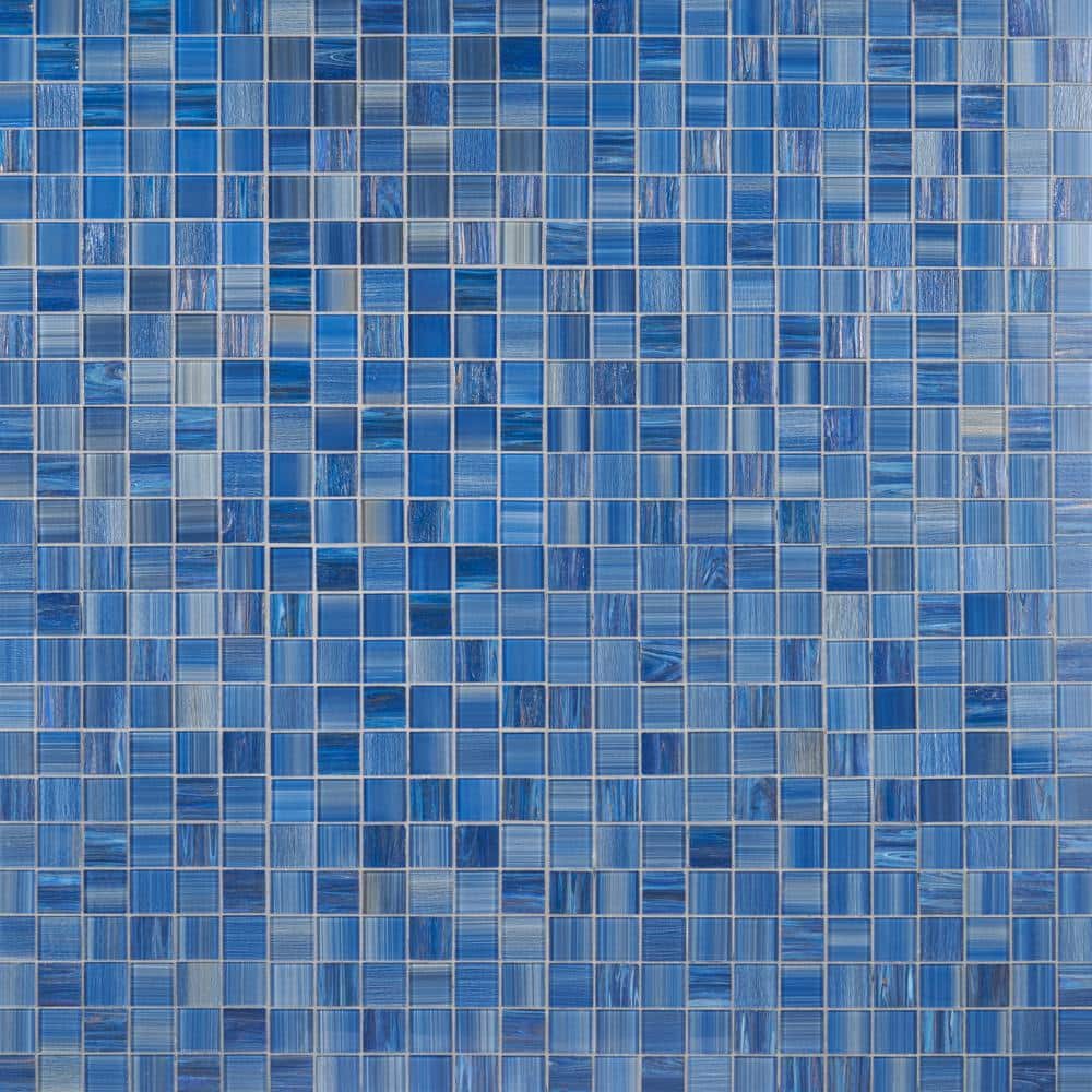 Toluca 12'' x 12'' Polished Blue Glass Mosaic Tile