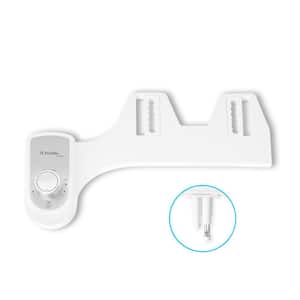 Non-Electric Bidet Attachment with Dual Nozzle, Self Cleaning, Cold Water in White