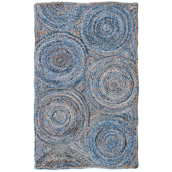 SAFAVIEH Cape Cod Blue/Natural 6 ft. x 9 ft. Abstract Circles Geometric Area Rug