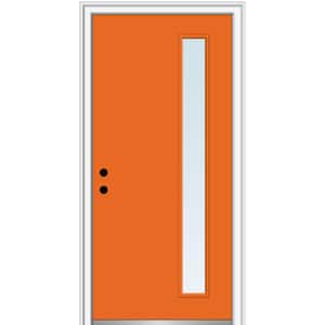 36 in. x 80 in. Viola Right-Hand Inswing 1-Lite Clear Low-E Painted Fiberglass Prehung Front Door on 4-9/16 in. Frame