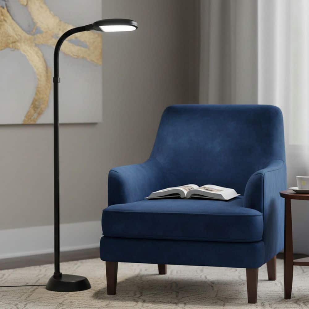 Lavish Home 60 in. Black LED Sunlight Floor Lamp with Dimmer