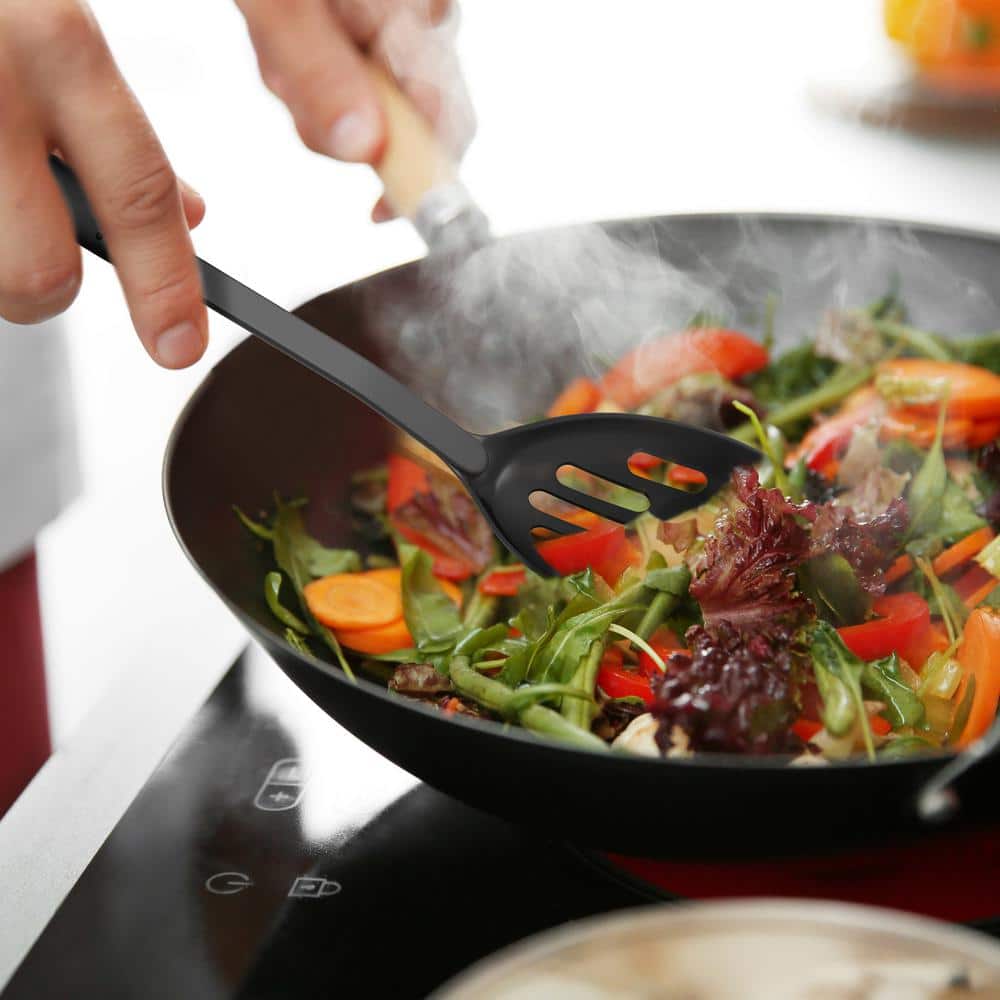 Black 6-Piece Plastic Kitchen Utensil Set with Ring