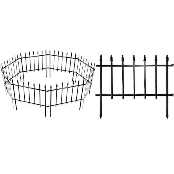 FAWEY TRED INC 18 in. Decorative Metal Garden Fence 5 Pack, Animal Barrier for Dog Pet, Border Garden Fencing