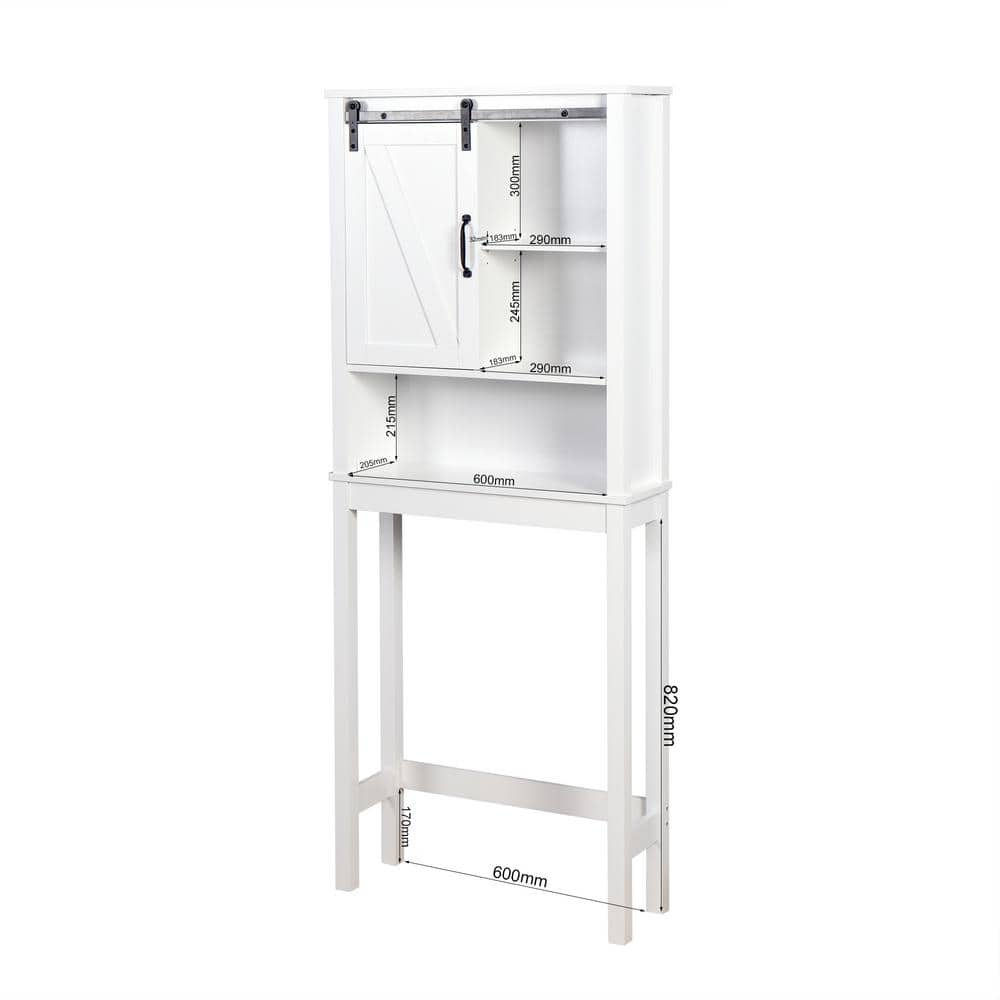 9 in. W x 67 in. H x 27 in. D White Over-the-Toilet Storage