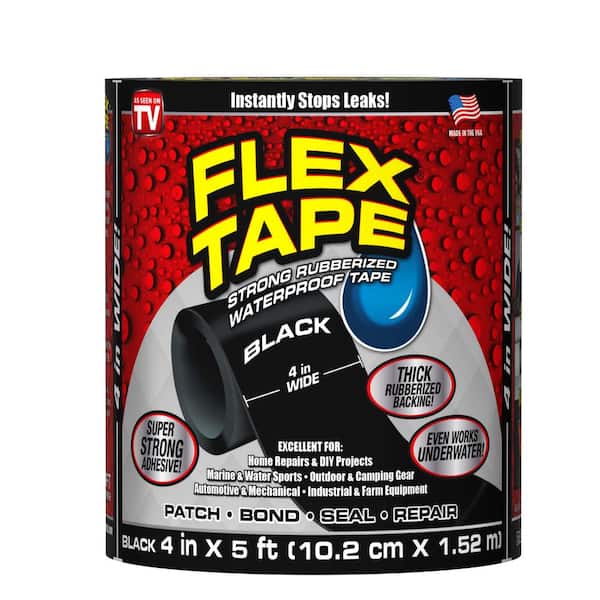 FLEX SEAL FAMILY OF PRODUCTS Flex Tape Black 4 in. x 5 ft. Strong Rubberized Waterproof Tape