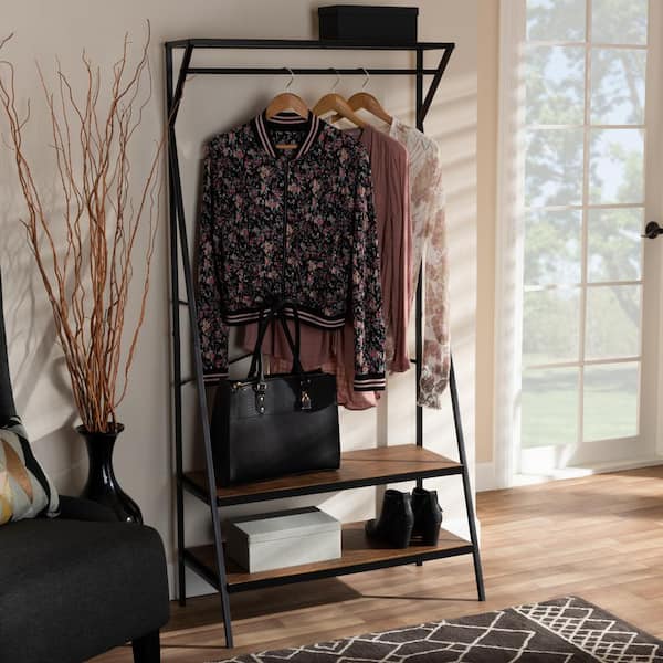 Baxton Studio Laima Brown and Black Coat Rack with Freestanding