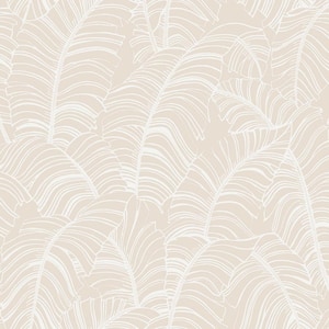 Bazaar Collection Neutral/Taupe Broad Leaf Design Non-Woven Non-Pasted Wallpaper Roll (Covers 57 sq.ft.)