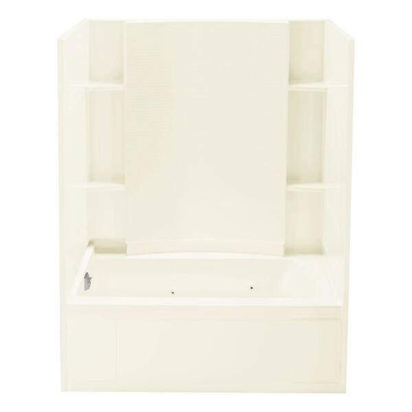 STERLING Accord 36 in. x 60 in. x 76 in. Whirlpool Bath and Shower Kit with Left-Hand Drain in Biscuit