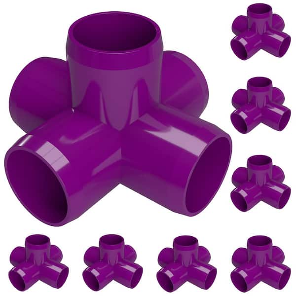 Formufit 3/4 in. Furniture Grade PVC 5-Way Cross in Purple (8-Pack)