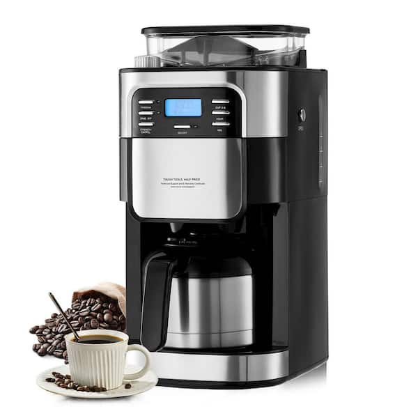 Coffee Maker with Grinder, 64 oz. Black Burr Coffee Grinder, Coffee Grinder with 3 Brew Strength Control, 2025 Upgrade