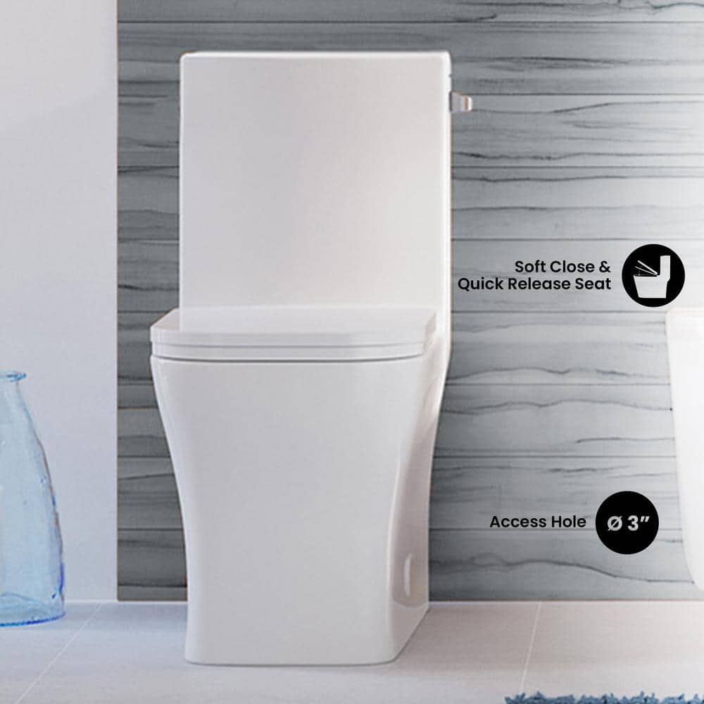 Concorde Glossy White One-Piece Elongated Toilet with Right Side Flush Handle