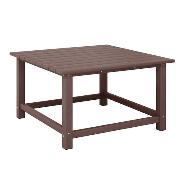 Laguna Outdoor Patio All Weather 31 in. Square HDPE Plastic Conversation Coffee Table in Dark Brown