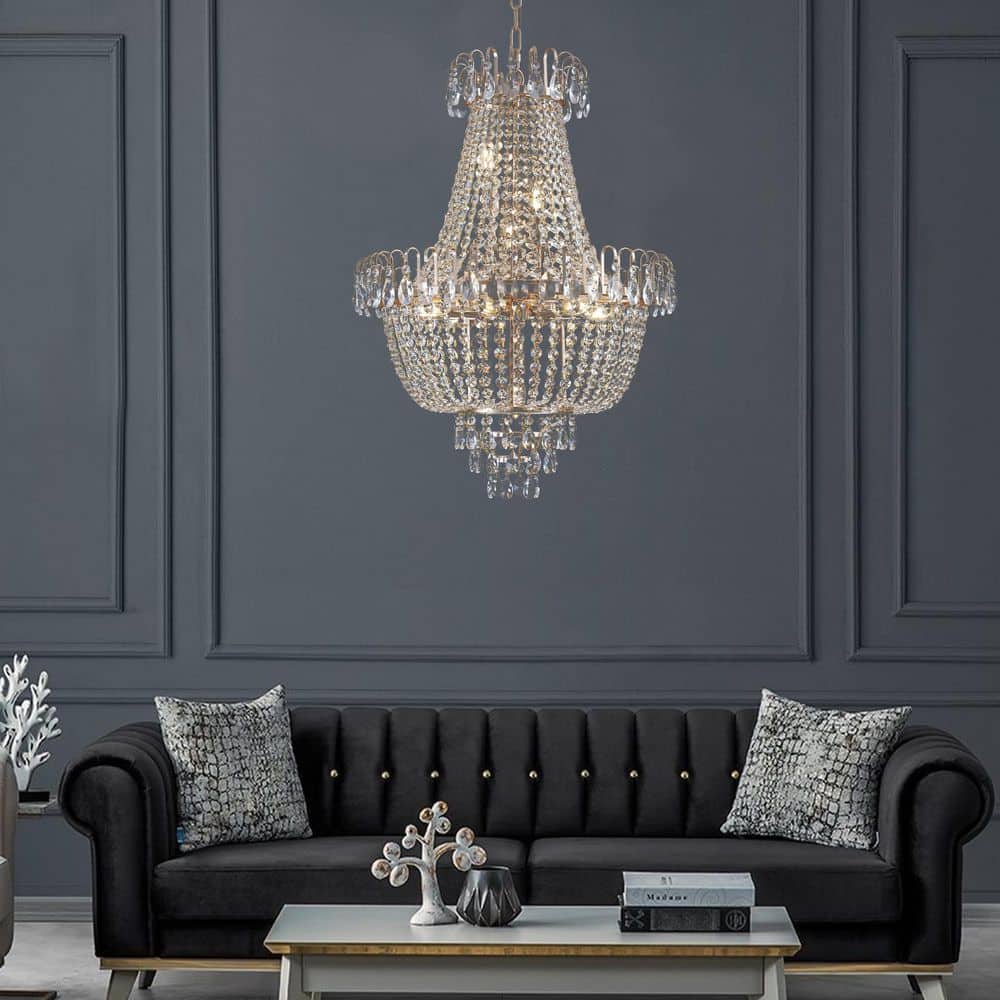 10 Lights Gold Crystal Chandeliers, Large Contemporary Luxury Ceiling Lighting for Living Room (Without Bulb) price history on PriceWatchPro