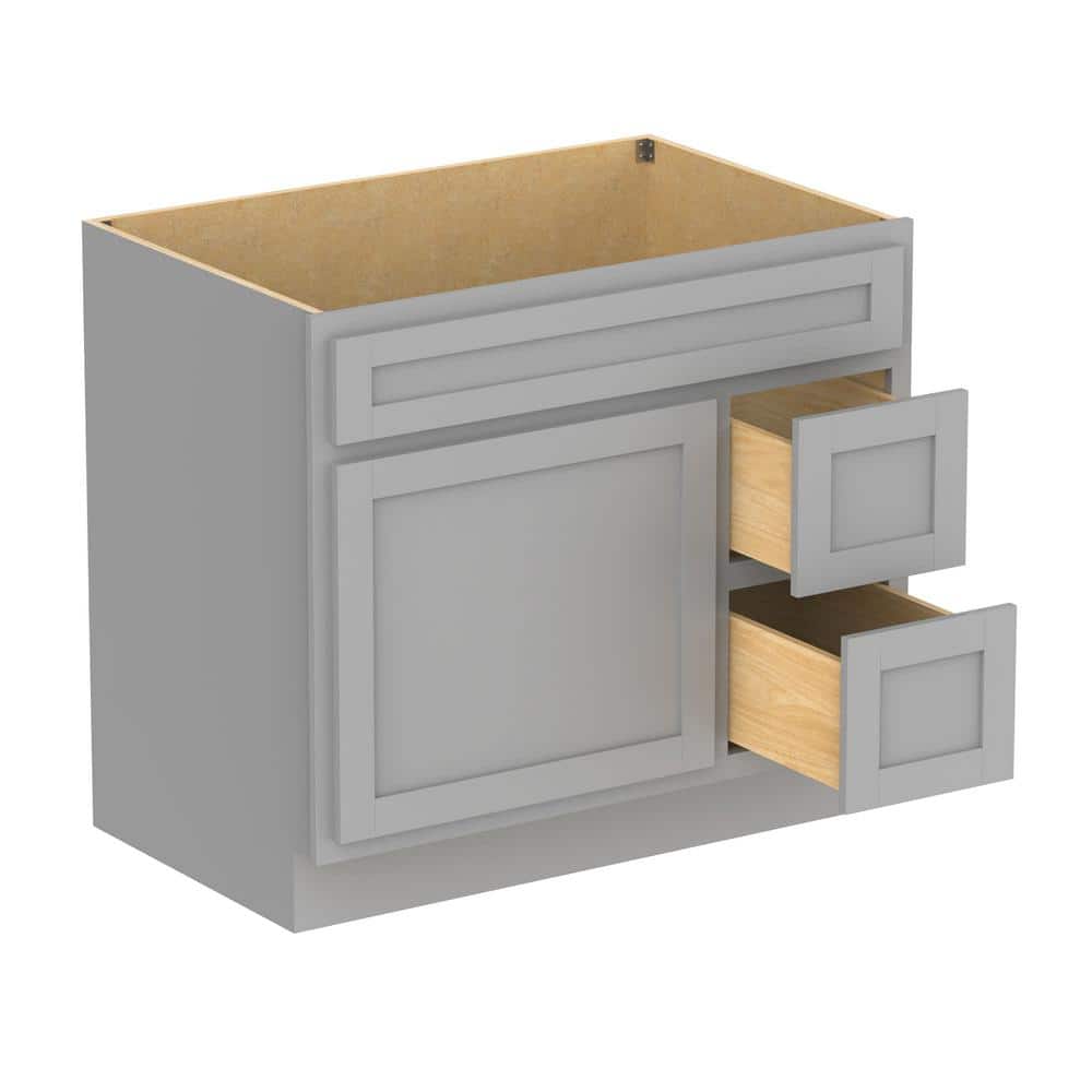 Gray Painted Freestanding Bathroom Vanity Cabinet with Shelves