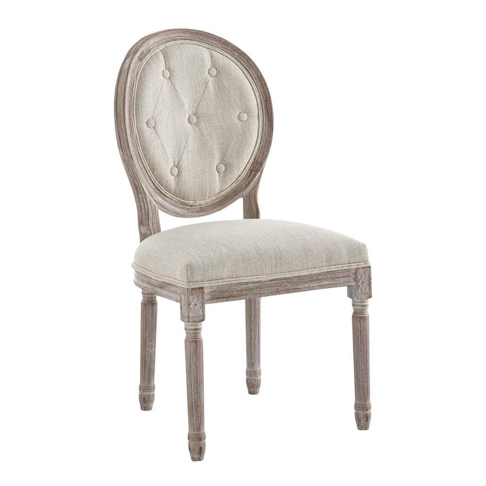 MODWAY Arise Vintage French Beige Upholstered Fabric Dining Side Chair ...