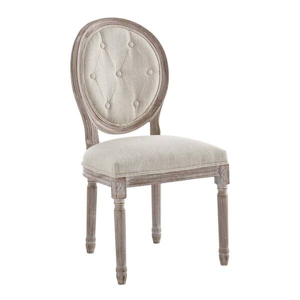 MODWAY Arise Vintage French Beige Upholstered Fabric Dining Side Chair
