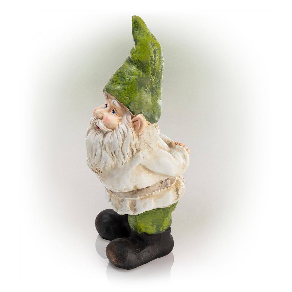 12-Inch Green and Beige Polyresin Garden Gnome Statue