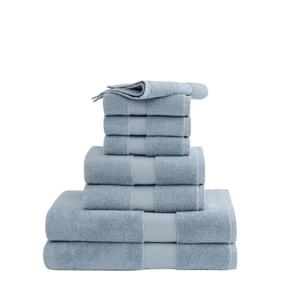 Christian Siriano Plush Turkish Cotton 8 Piece Towel Set in Blue