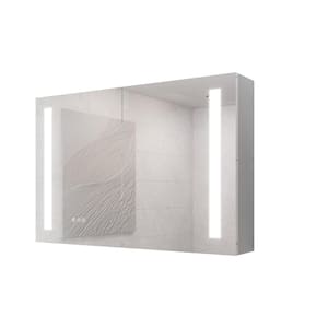36 in. W x 24 in. H Rectangular Shape LED Medicine Cabinet with Mirror, Double Door
