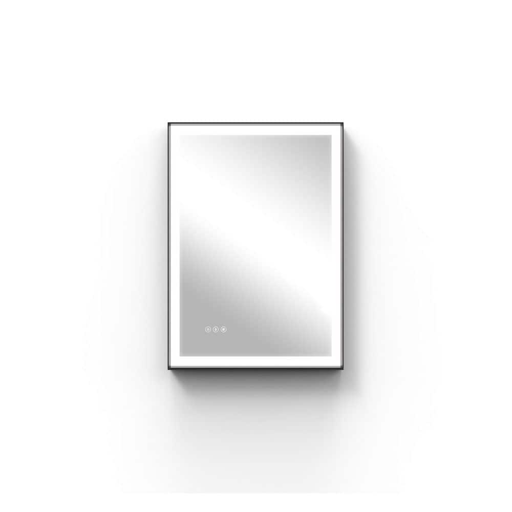 20 in. W x 28 in. H Rectangular Black Framed LED Lighted Antifog Dimmable Wall Mount Bathroom Vanity Mirror in Black price history on PriceWatchPro