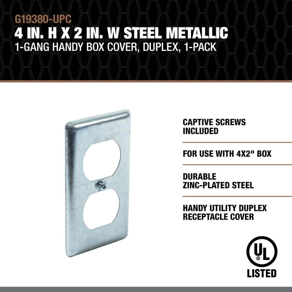 Southwire 4x2 Inch Zinc-Plated Steel Duplex Receptacle Cover