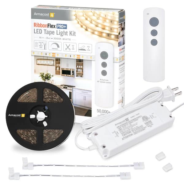 Armacost Lighting RibbonFlex PRO+ 12-Volt 3000K Soft White LED Strip Light Kit with Remote