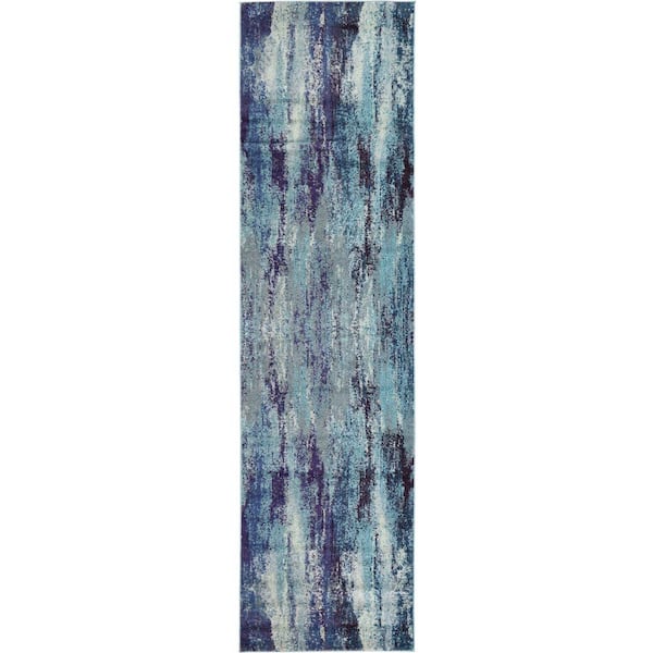 Unique Loom Jardin Lilly Blue 2' 7 x 10' 0 Runner Rug