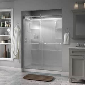 Contemporary 60 in. x 71 in. Frameless Sliding Shower Door in Chrome with 1/4 in. (6mm) Clear Glass