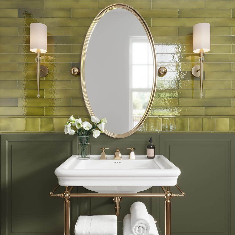 Olive Green Glossy Ceramic Square Wall and Floor Tile