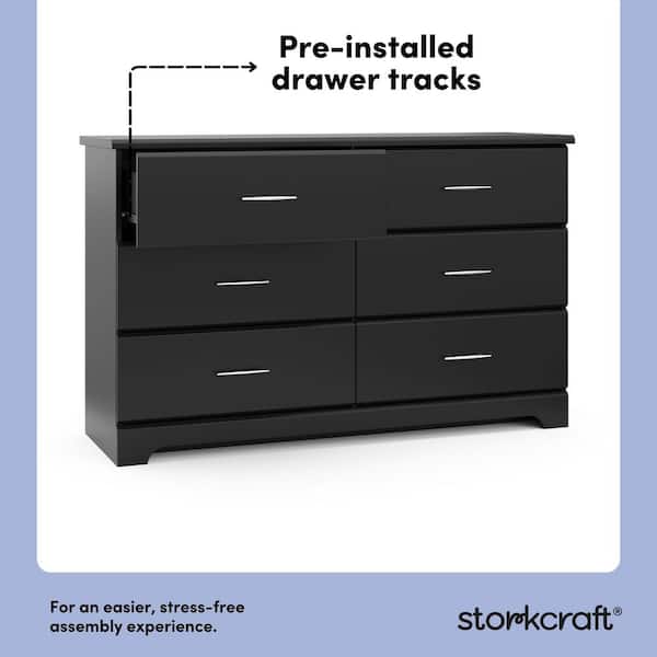 Storkcraft - Brookside 6-Drawer Double Dresser - Black