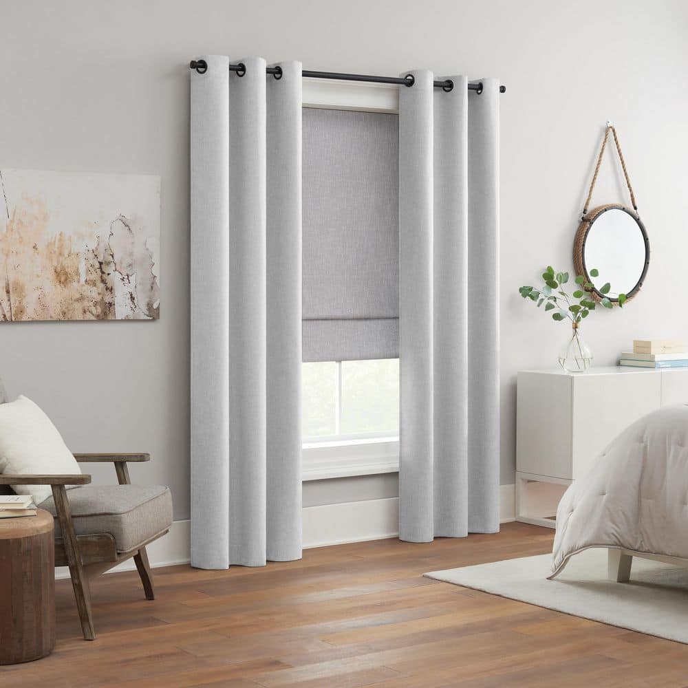 Smoke Gray Cordless Blackout Roman Shade 39x64