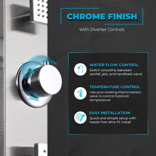 ANZZI Sans Series 40 in. Full Body Shower Panel System with Heavy