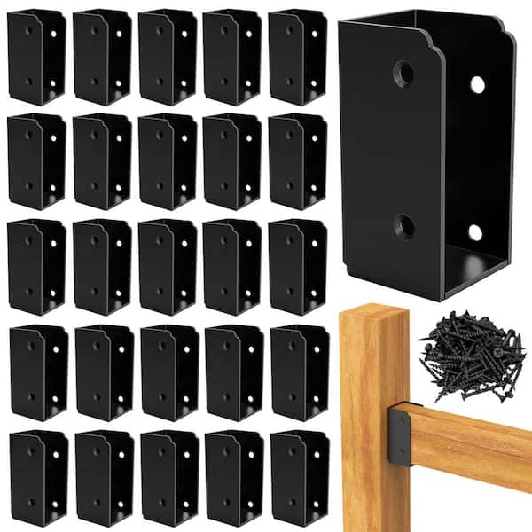 3.5 in. H x 1.54 in. W Black Stainless Steel Deck Railing Kit, 24 Pieces 2 x 4 Stair Railing Kit Brackets for Wood Post