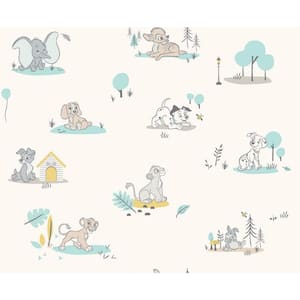 Disney Baby Animals Taupe and Teal Peel and Stick Wallpaper (Covers 28.29 sq. ft.)