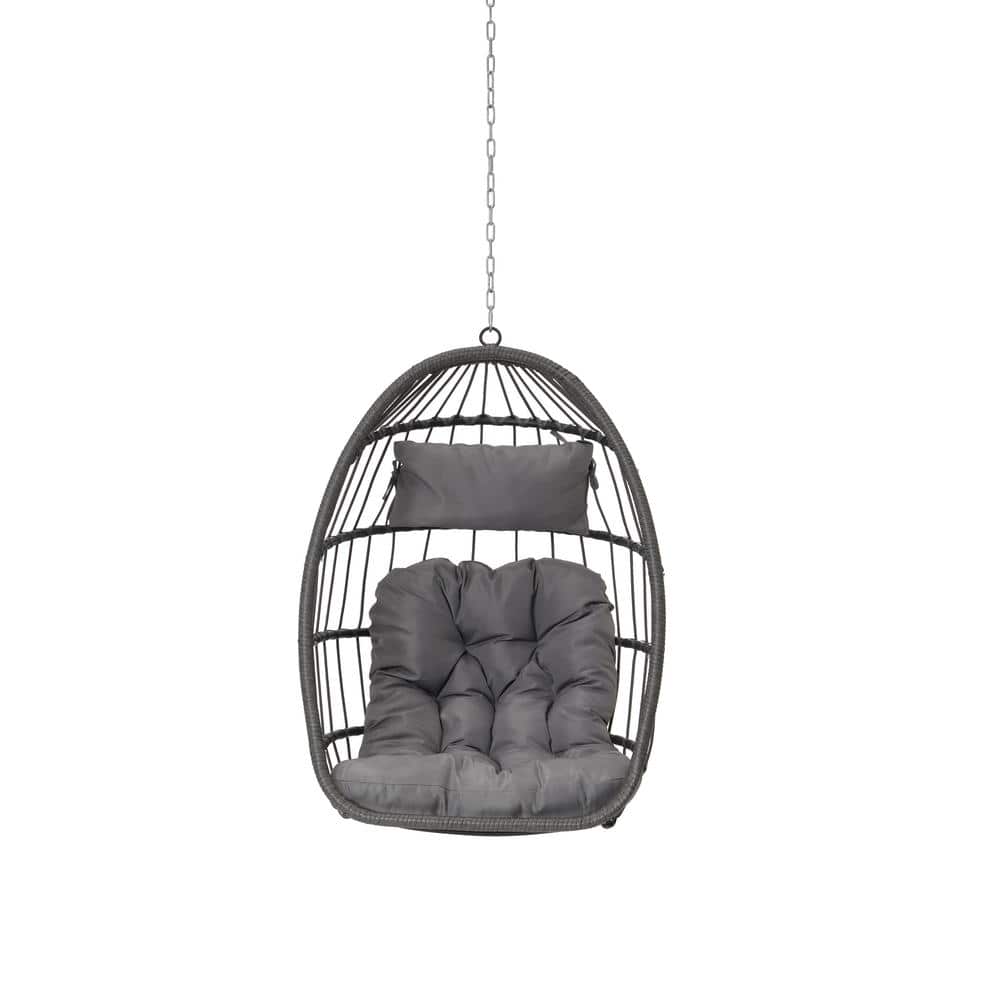 Wicker Wood Porch Swing Outdoor Indoor Garden Rattan Egg Swing Chair Hangin