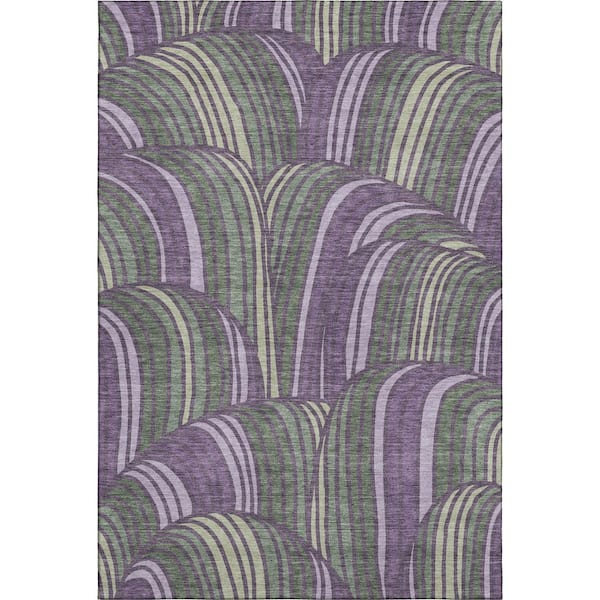 Mayfield Premium Machine Washable Abstract AMF2546 Plum 10 ft. x 14 ft. Area Rug