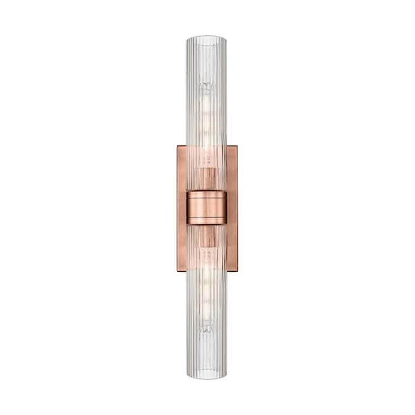 Innovations Ballston Urban 24 in. 2-Light Antique Copper Vanity Light with Glass Shade