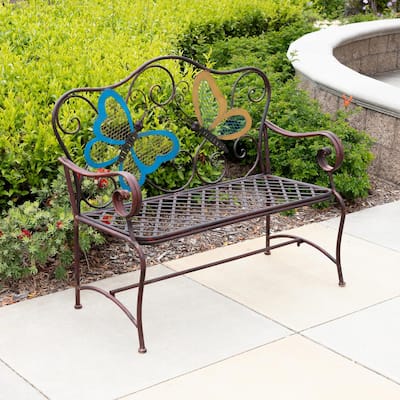 45 in. x 23 in. Outdoor 2-Person Butterfly Garden Bench