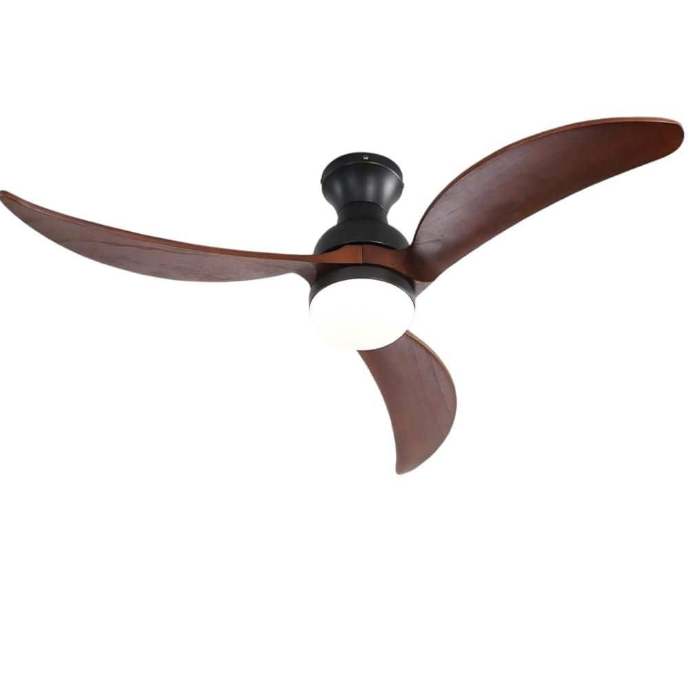 52 in. Smart Black Flush Mount Standard Ceiling Fan with Light and Remote Control, Quiet DC Motor for Living Room price history on PriceWatchPro