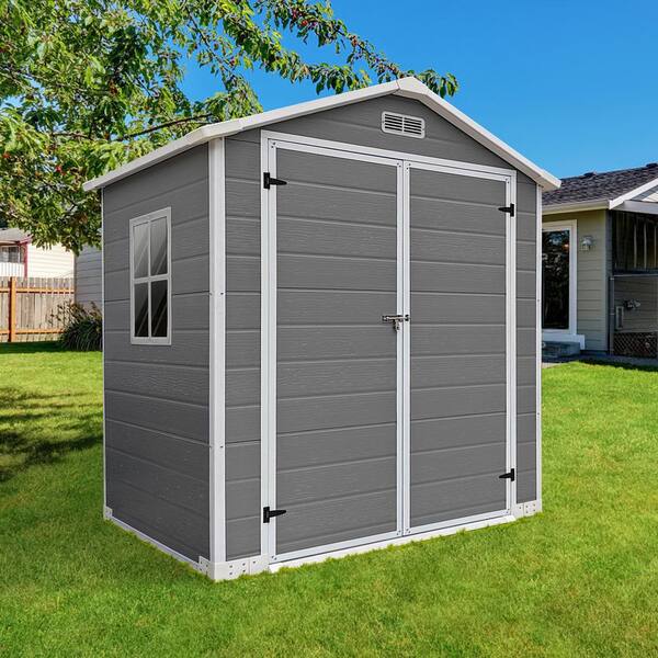 Gray 6 ft. W x 4 ft. D Plastic Outdoor Storage Shed Resin Garden