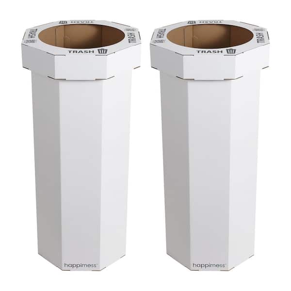 Fleur 25-gal. Cotton White Corrugated Cardboard Disposable Trash Can (Set of 2)