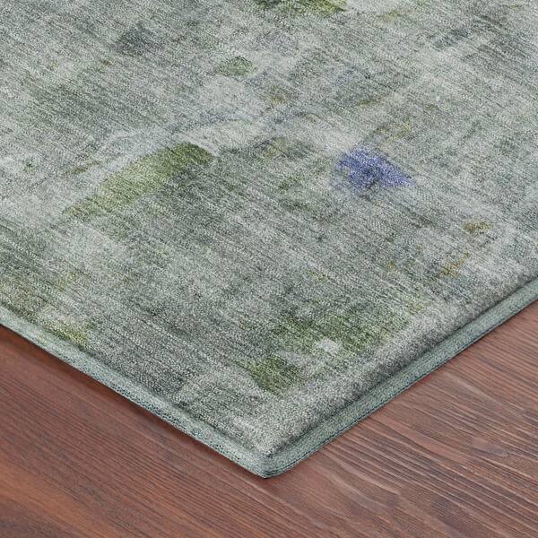 Mayfield Premium Machine Washable Abstract AMF2310 Aloe 10 ft. x 14 ft. Area Rug