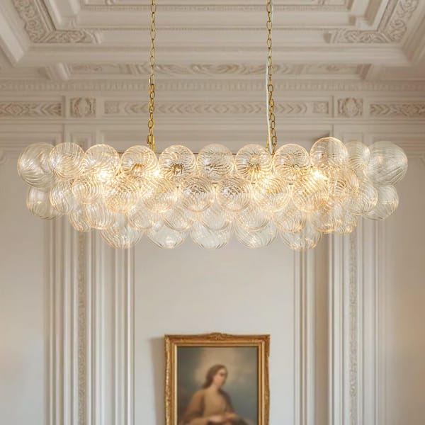 HUOKU Neuvy 8-Light 50.4 in. W Brass Chandelier with Swirled