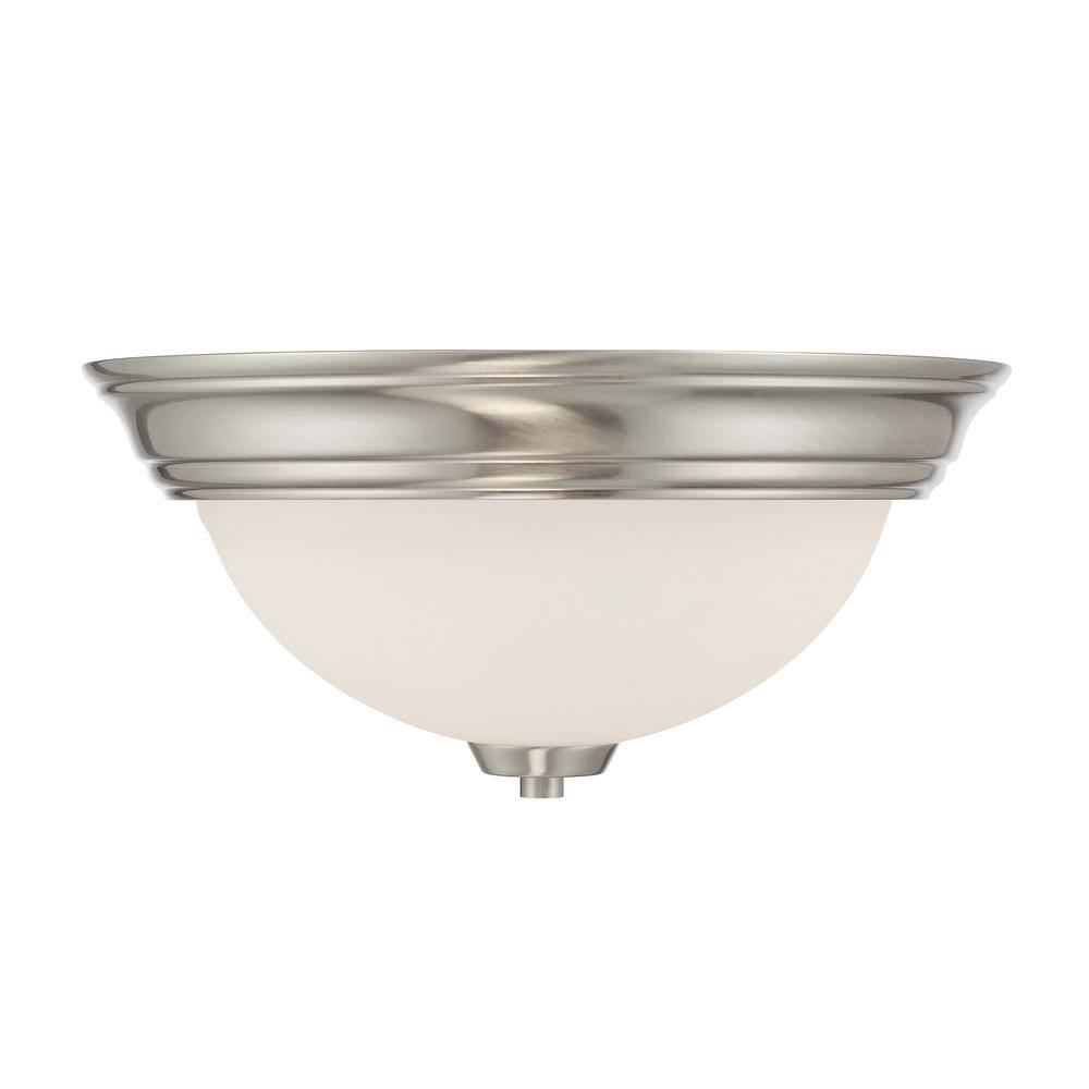 Brushed Nickel Etched Glass 13" Indoor/Outdoor Flush Mount Light