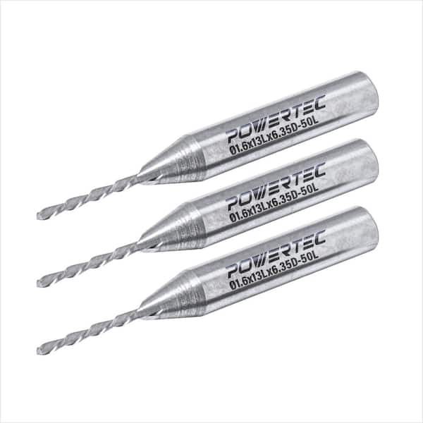 1/16 in. x 1/4 in. Shank Down Cut Tungsten Carbide Spiral Router Bit (3-Pack)