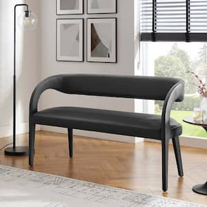 Pinnacle in Black 55 in. Bedroom Bench Faux Leather Accent Bench