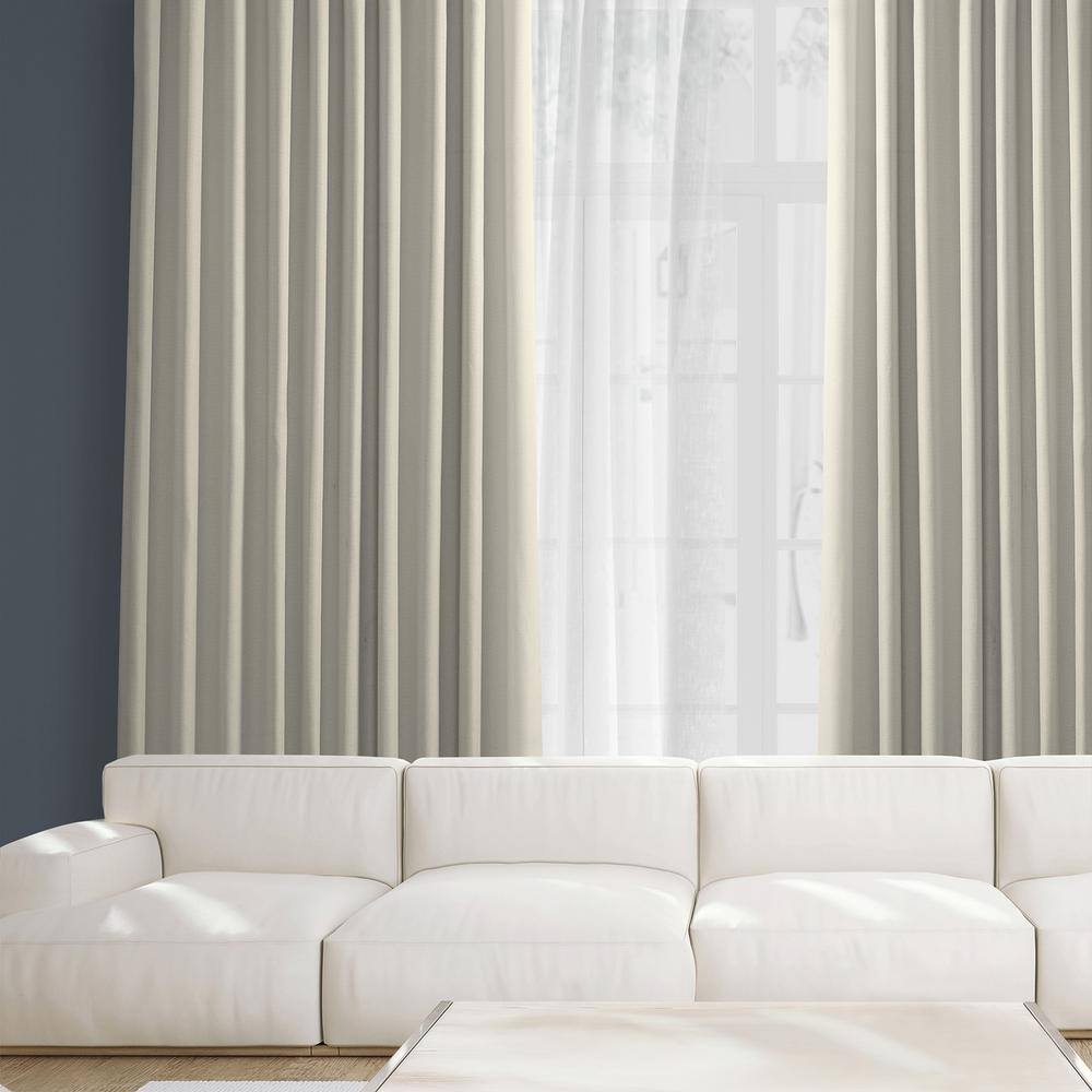 Birch Faux Linen Extra Wide Room Darkening Curtain Panel