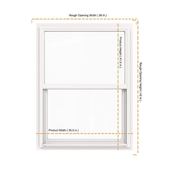 JELD-WEN 36 in. x 42 in. V-4500 Series White Single-Hung Vinyl Window with Fiberglass Mesh Screen