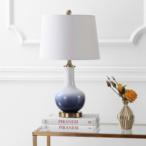 navy and brass table lamp